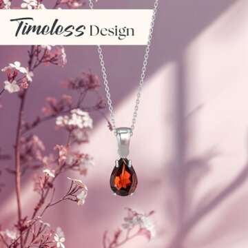 Buy Elegant 925 Silver Garnet Teardrop Necklace for Women