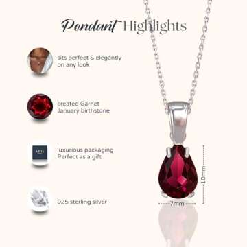 Buy Elegant 925 Silver Garnet Teardrop Necklace for Women