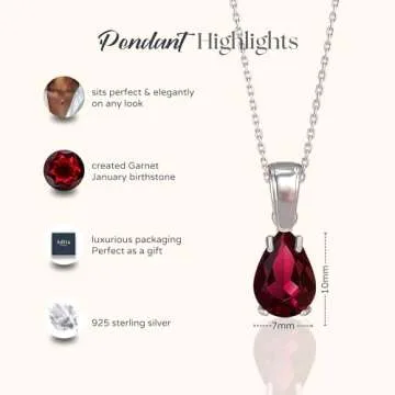 Buy Elegant 925 Silver Garnet Teardrop Necklace for Women