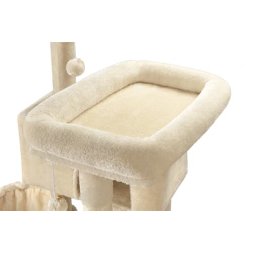 MUTICOR 66 Inches Multi-Level Large Cat Tree Tower for Indoor Big Cats/Cozy Plush Perches/Cat Condo/Sisal Scratching Posts/Hammock and Baskets/Cat Activity Center Play House/Wide Base/Beige