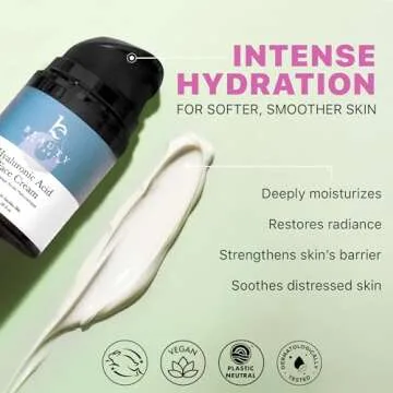 Hyaluronic Acid Moisturizer for Face - USA Made with Organic & Natural Ingredients, Hydrating Anti Aging Face Moisturizer for Dry Skin with Glycerin & Vitamin E, Unscented Anti Wrinkle Cream