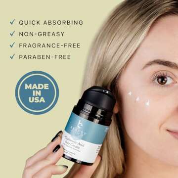 Hyaluronic Acid Moisturizer for Face - USA Made with Organic & Natural Ingredients, Hydrating Anti Aging Face Moisturizer for Dry Skin with Glycerin & Vitamin E, Unscented Anti Wrinkle Cream