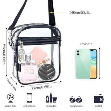 KETIEE Clear Bag for Stadium Events: Clear Crossbody Bag Stadium Approved Clear Purse Bag for Concerts Sports Events Festivals (Black)