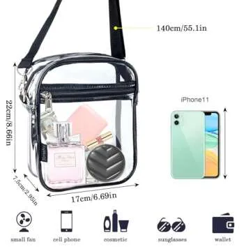 KETIEE Clear Bag for Stadium Events: Clear Crossbody Bag Stadium Approved Clear Purse Bag for Concerts Sports Events Festivals (Black)