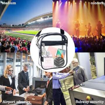 KETIEE Clear Bag for Stadium Events: Clear Crossbody Bag Stadium Approved Clear Purse Bag for Concerts Sports Events Festivals (Black)
