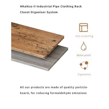 HKaikzo Industrial Pipe Clothes Rack, DÉCOR Wall Mounted Clothing Rack, for Walk-in Wardrobe Multi-...