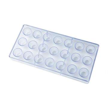 Pastry Tek 10.8 x 5.3 Inch Peanut Butter Cup Molds, 1 Freezer-Safe Candy Pan - 21 Cavities, Dishwash...