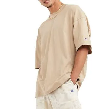 Champion, Relaxed Fit Men, Midweight T-Shirt, 100% Cotton, Country Walnut with Taglet, Small