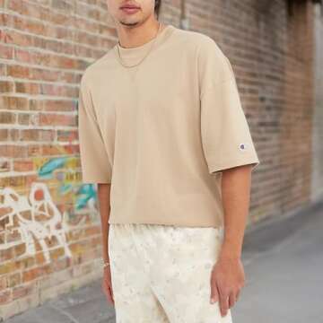 Champion, Relaxed Fit Men, Midweight T-Shirt, 100% Cotton, Country Walnut with Taglet, Small