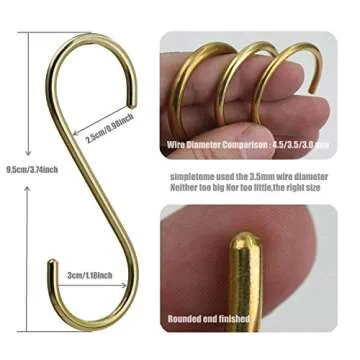 simpletome S Hooks Copper Hangers for Kitchen Bathroom Bedroom Office (Copper/10PCS)