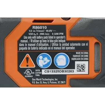 Ridgid R86010B 18V Cordless Impact Wrench with LEDs