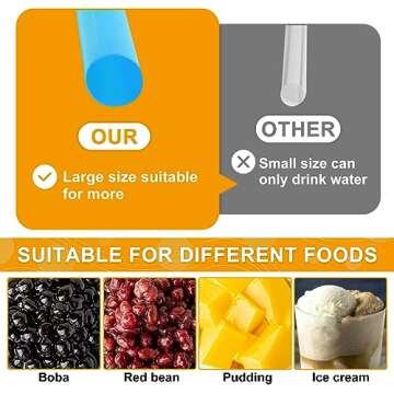 SBYURE Jumbo Drinking Straws Individually Wrapped,100 Pack 9 Inch Long Extra Wide Smoothie 0.45 In Assorted Bright Color Disposable Boba Bubble Tea,Milkshakes Slushies Straws