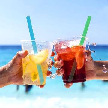 SBYURE Jumbo Drinking Straws Individually Wrapped,100 Pack 9 Inch Long Extra Wide Smoothie 0.45 In Assorted Bright Color Disposable Boba Bubble Tea,Milkshakes Slushies Straws