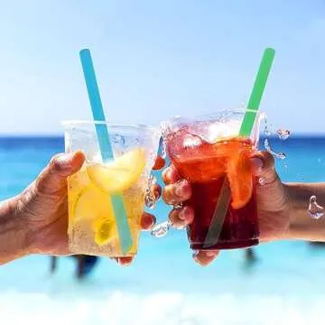 SBYURE Jumbo Drinking Straws Individually Wrapped,100 Pack 9 Inch Long Extra Wide Smoothie 0.45 In Assorted Bright Color Disposable Boba Bubble Tea,Milkshakes Slushies Straws