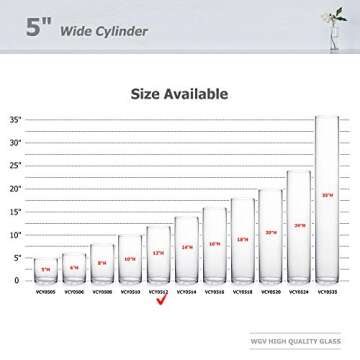 WGV Quality Thick Cylinder Vase, Diameter 5", Height 12", Clear Glass Floral Planter Container, Tall Centerpiece Arrangement for Wedding Home Decor, 1 Piece