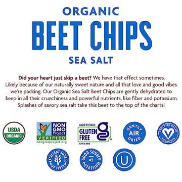 Rhythm Superfoods Beet Chips, Salted, Organic and Non-GMO, Single Serves, Vegan/Gluten-Free Snacks, 0.6 Ounce (Pack of 8)