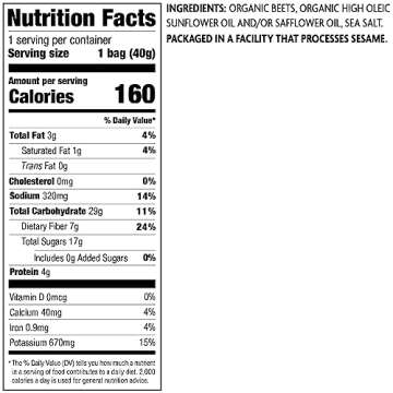 Rhythm Superfoods Beet Chips, Salted, Organic and Non-GMO, Single Serves, Vegan/Gluten-Free Snacks, 0.6 Ounce (Pack of 8)