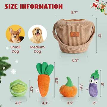 Nocciola Small Dog Toys- 15 Pack Grocery Bag Fruits and Veggies Dog Squeaky Toys, Small Puppy Toys to Keep Them Busy, Durable Plush Toys for Medium Dogs Aggressive Chewers, Dog Accessories Girl