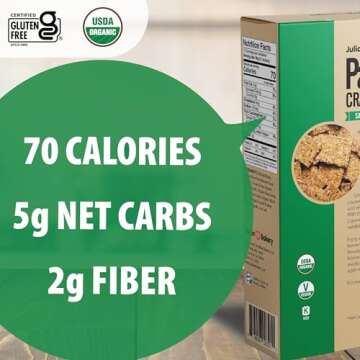 Julian Bakery Paleo Thin Crackers | Salt & Pepper | USDA Organic | Gluten-Free | Grain-Free | GMO Free | Low Carb | 8.4 Ounce (Pack of 2)