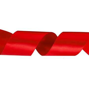 LIUYAXI Red Double Faced Satin Ribbon, 2" X 50 Yards, Craft Fabric Ribbon for Gift Wrapping Floral Bouquets Wedding Party Decoration