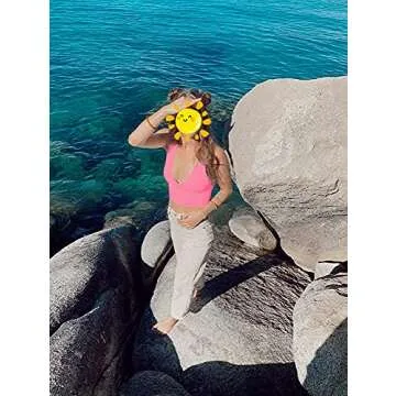 AEPEBO Sexy Crop Tops for Women Deep V Neck Back Cutout Sleeveless Plunge Racerback Tank Cropped Top Pink S