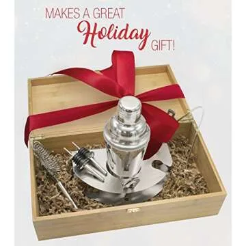 Sorbus Cocktail Shaker and Mixing Set - Deluxe 10 Piece Bar Tool Set: Bottle Opener, Cork Screw, Ice Tong, Measuring Jigger, Strainer, Liquor Pourers, on Display Stand