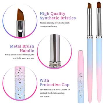 2pcs Nail Brush for Cleaning Nail Polish Remover Brush Clean Up Round & Angled Manicure Brush for Nails Clean Up Nail Art Design Brushes