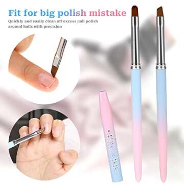 2pcs Nail Brush for Cleaning Nail Polish Remover Brush Clean Up Round & Angled Manicure Brush for Nails Clean Up Nail Art Design Brushes