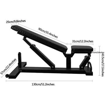YZPTYD Foldable Weight Bench Commercial Weight Bench Adjustable Sit-up Fitness Equipment Home Fitness Equipment Sports Trainer Gym Quality Load 300kg,Colour:Black