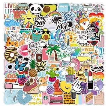105 PCS Water Bottle Stickers for Teens Kids, Vinyl Waterproof Vsco Cute Aesthetic Stickers, Hydrofl...