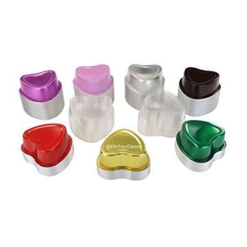 KitchenDance Aluminum Heart Shaped Mini Dessert Pan - 3.5 Ounces Nonstick Aluminum Foil Pans for Des...