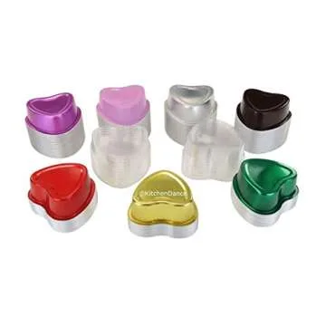 KitchenDance Aluminum Heart Shaped Mini Dessert Pan - 3.5 Ounces Nonstick Aluminum Foil Pans for Des...