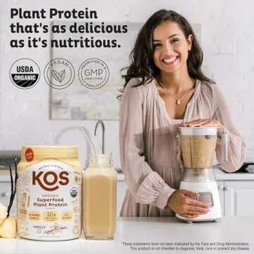 Delicious KOS Vegan Protein Powder - Organic Vanilla, 15 Servings, Keto Friendly