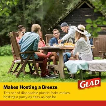 Glad Clear Plastic Forks, Heavy Duty Disposable Cutlery Set, Standard Size, Clear Disposable Fork, Bulk Pack of 70 - Perfect for Parties, Camping, and Everyday Use