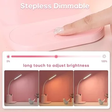 Cute Pink Rechargeable Desk Lamp with USB Charging Port