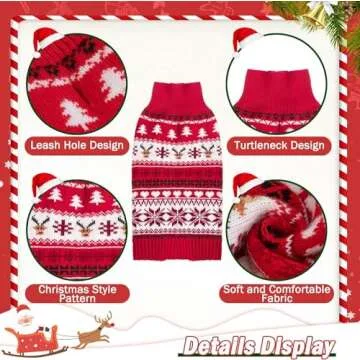 KOOLTAIL Cat Christmas Sweater and Scarf Set Holiday Outfit with Elk Snowflakes Pattern Winter Warm Clothes for Cats Kitten Small Dogs Puppy
