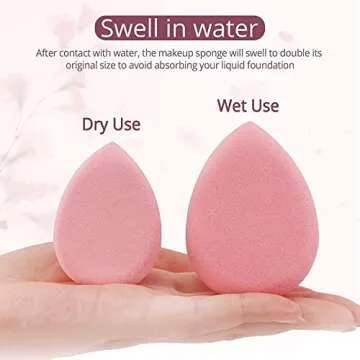 BEAKEY 2 Pcs Makeup Sponge Set, Latex Free Pink Beauty Sponge & Silicone Makeup Sponge Holder, Cat Hug Beauty Sponge Blender Case with Vent Design for Quick Drying