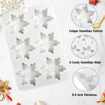 Snowflake Silicone Molds, 2 PCS Snowflake Soap Molds 12 - Cavities Snowflakes Chocolate Molds Snowflake Ice Cube Molds for DIY Christmas Chocolates, Candy,Muffins,Candle, Cake Decoration