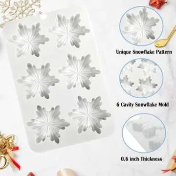Snowflake Silicone Molds, 2 PCS Snowflake Soap Molds 12 - Cavities Snowflakes Chocolate Molds Snowflake Ice Cube Molds for DIY Christmas Chocolates, Candy,Muffins,Candle, Cake Decoration