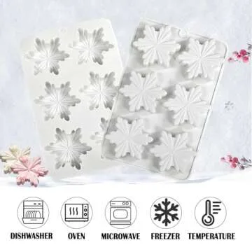 Snowflake Silicone Molds, 2 PCS Snowflake Soap Molds 12 - Cavities Snowflakes Chocolate Molds Snowflake Ice Cube Molds for DIY Christmas Chocolates, Candy,Muffins,Candle, Cake Decoration