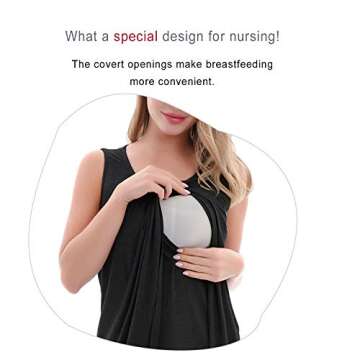 PARNIXS Summer Women's Maternity Nursing Tank Top Sleeveless Comfy Breastfeeding Clothes, Group N, L...