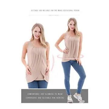 PARNIXS Summer Women's Maternity Nursing Tank Top Sleeveless Comfy Breastfeeding Clothes, Group N, Large (3 pcs)