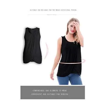 PARNIXS Summer Women's Maternity Nursing Tank Top Sleeveless Comfy Breastfeeding Clothes, Group N, Large (3 pcs)