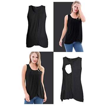 PARNIXS Summer Women's Maternity Nursing Tank Top Sleeveless Comfy Breastfeeding Clothes, Group N, Large (3 pcs)