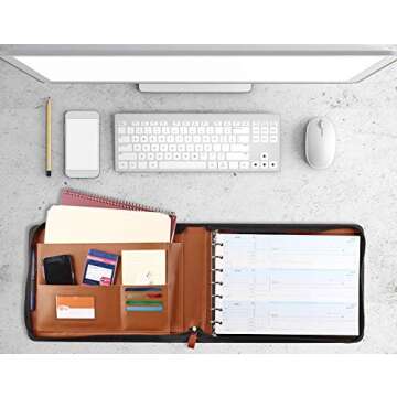 2Fold Zippered Business Checkbook Binder - 7 Ring Binder for Business Checks with Built-in Organizer...