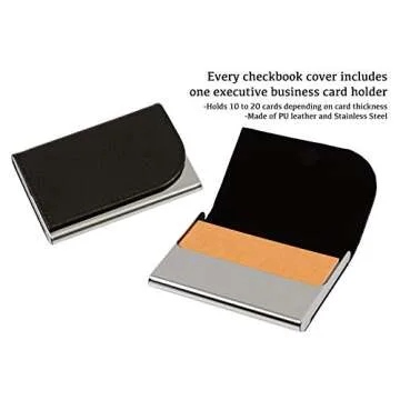 2Fold Zippered Business Checkbook Binder - 7 Ring Binder for Business Checks with Built-in Organizer Business Card Case - PU Leather Binder Portfolio for up to 600 3-Up Business Checks (Light Brown)