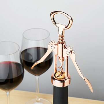True Soar Copper Winged Corkscrew, Self Centering Worm, Bottle Opener 1.5x6.75x2.5