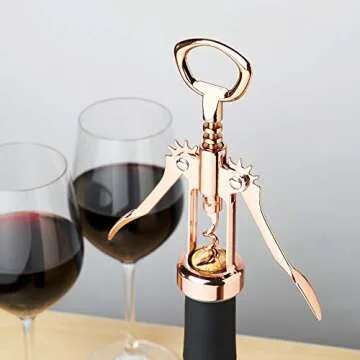 True Soar Copper Winged Corkscrew, Self Centering Worm, Bottle Opener 1.5x6.75x2.5