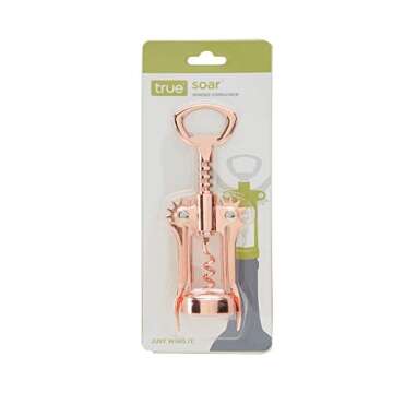True Soar Copper Winged Corkscrew, Self Centering Worm, Bottle Opener 1.5x6.75x2.5