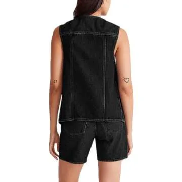 Tankaneo Denim Vest for Women Casual V Neck Jacket